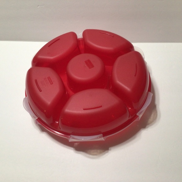 Lock n Lock Red Chip n Dip/ Veg Dip Slotted Bowl w Handle New in Original Box - Picture 6 of 9